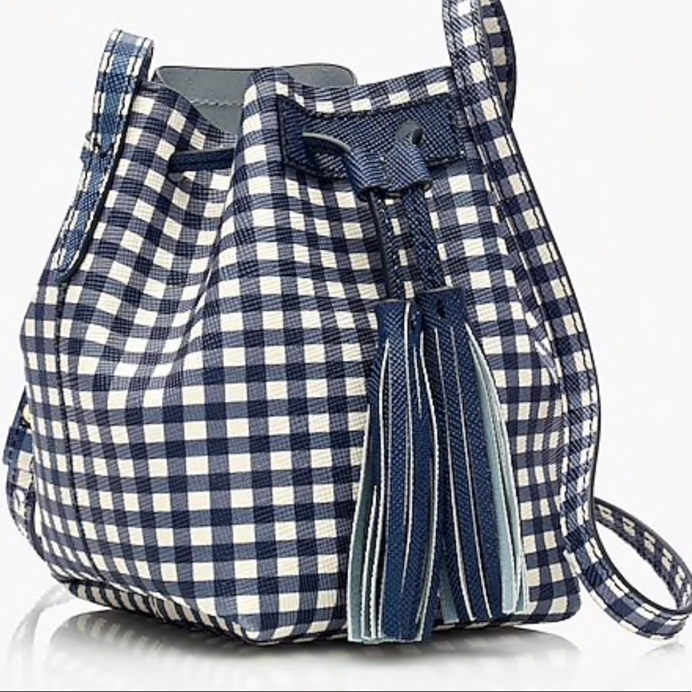 J. Crew Mini Bucket Bag in Gingham NWT